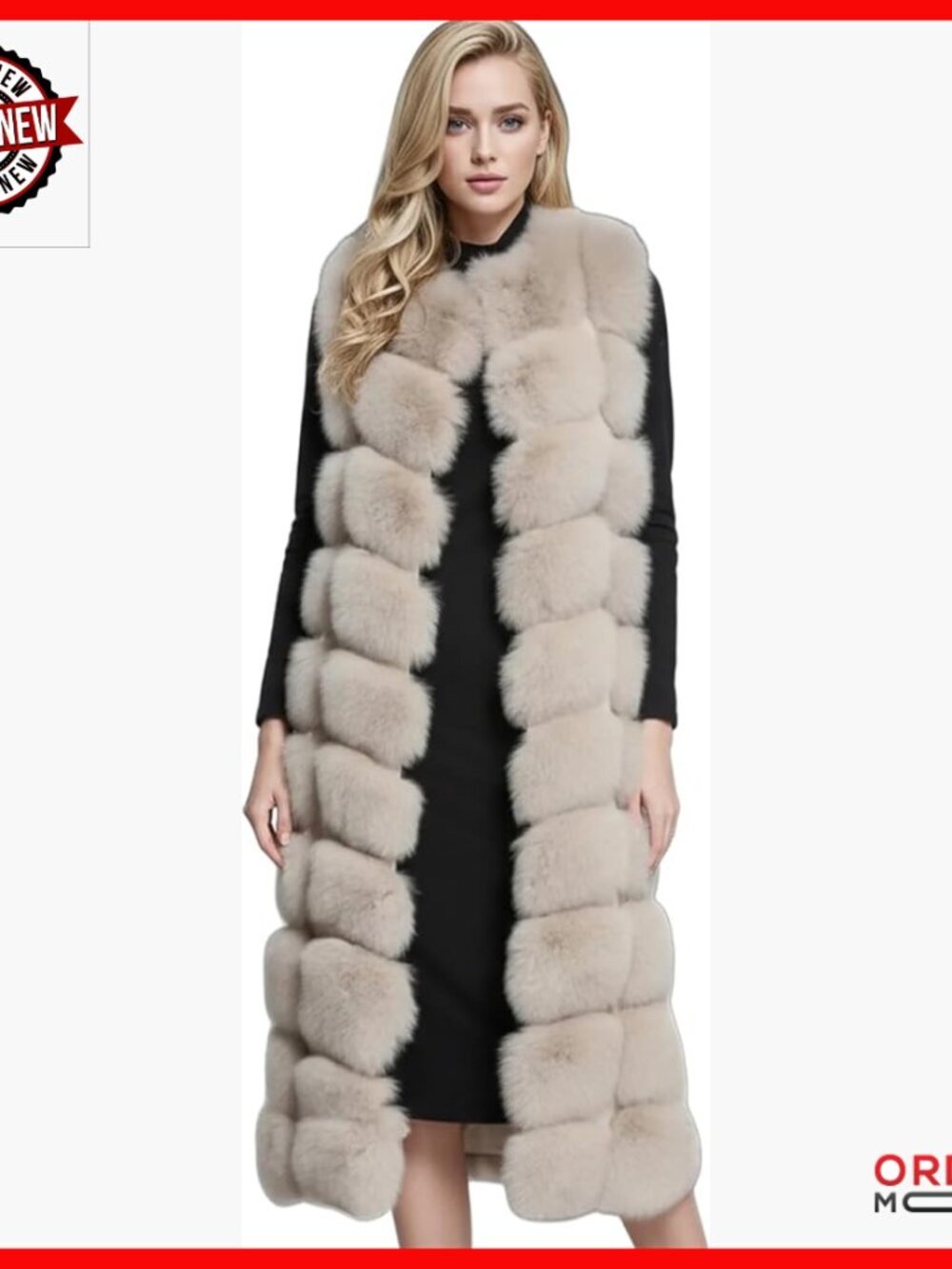 Sleeveless Faux Fur Vest Long Winter Jacket Slim Fit